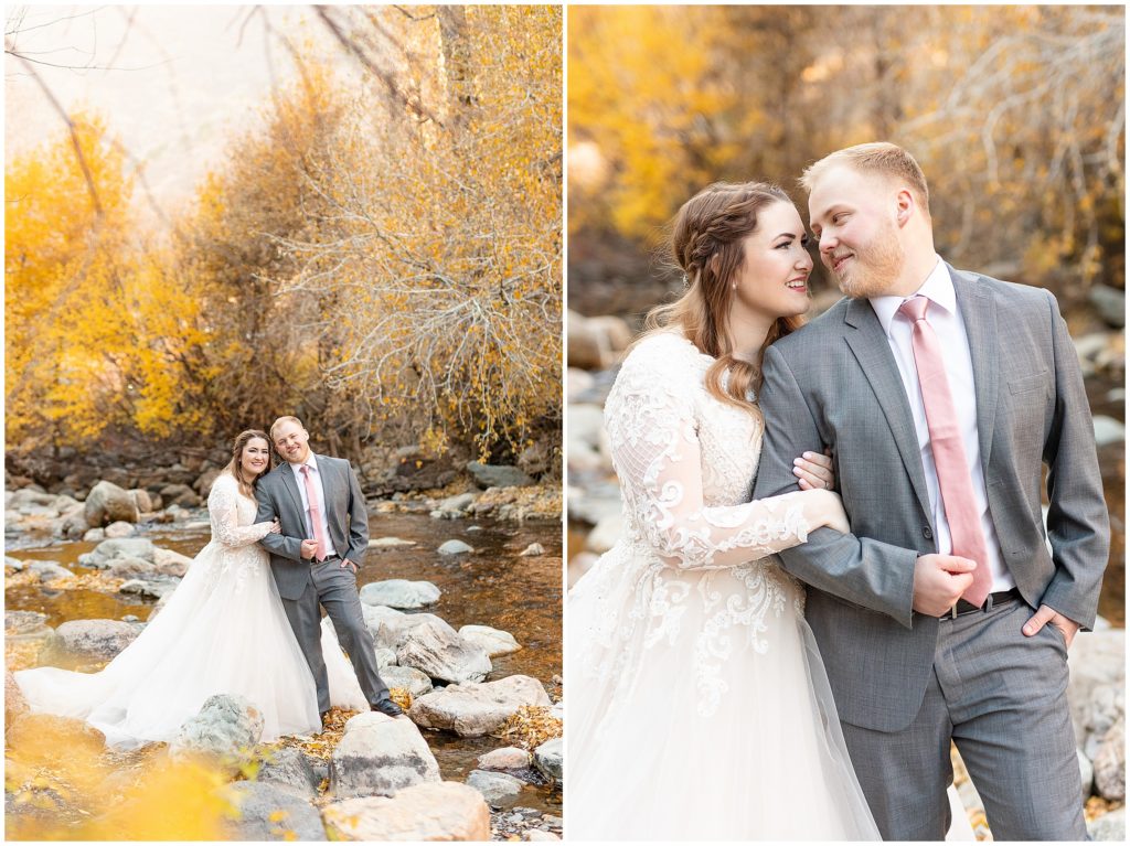 BRIDALS IN FALL MOUNTAINS STREAM