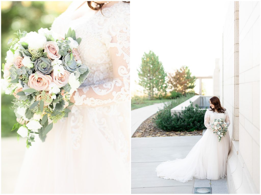 Mount Timpanogas LDS Temple bride and flowers wedding day