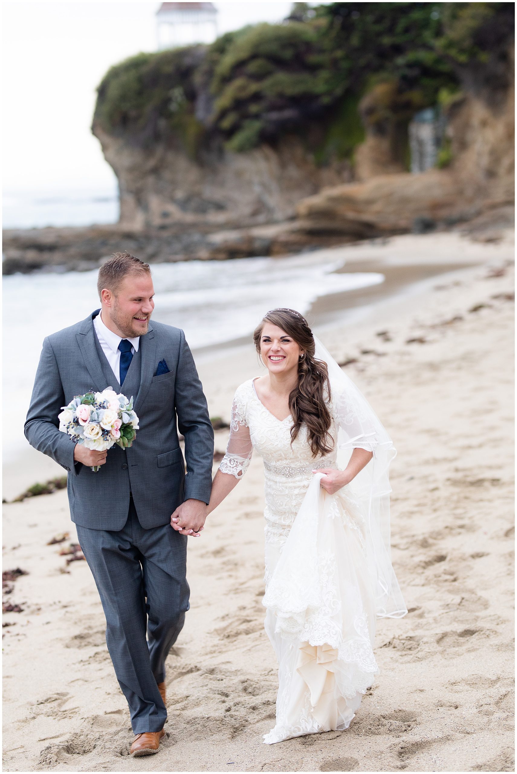 beach bridals natural light bride groom LDS