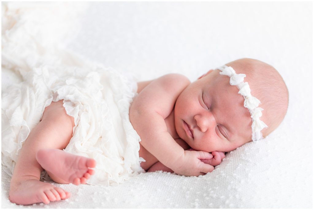 sleeping baby newborn lace and bows