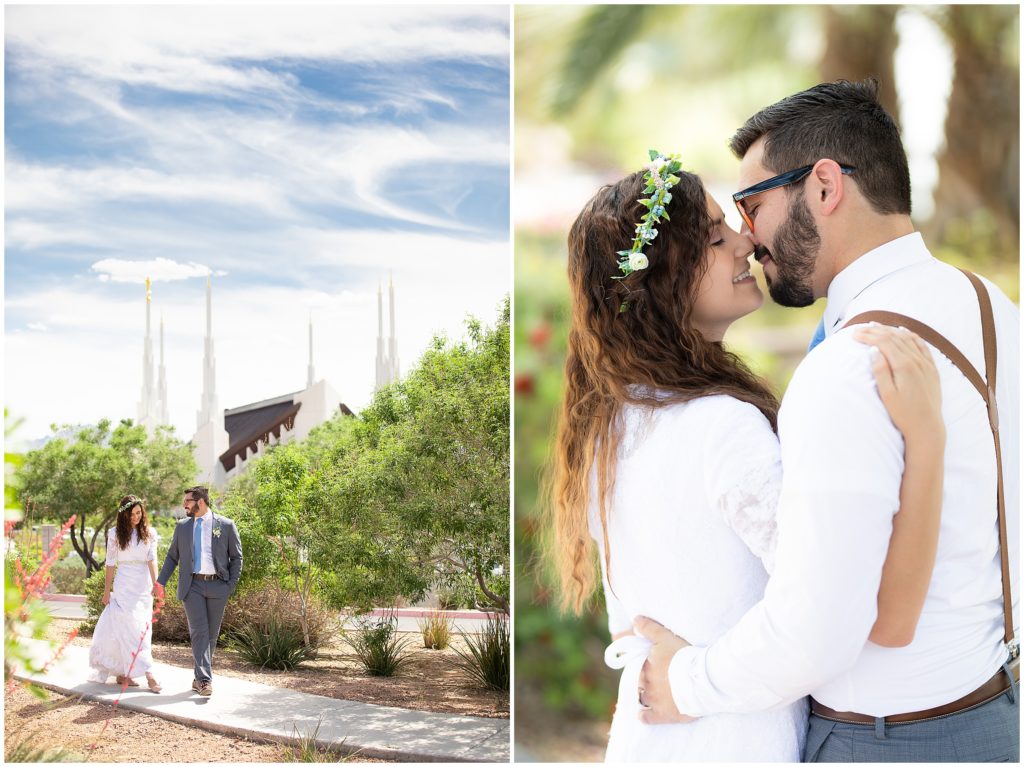 Las Vegas Temple bride and groom midday natural light photographer