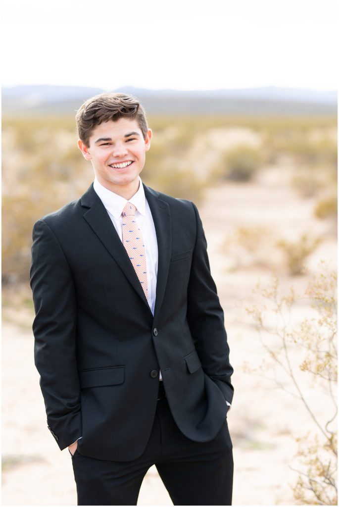 class of 2020 senior boy suit dry lake bed