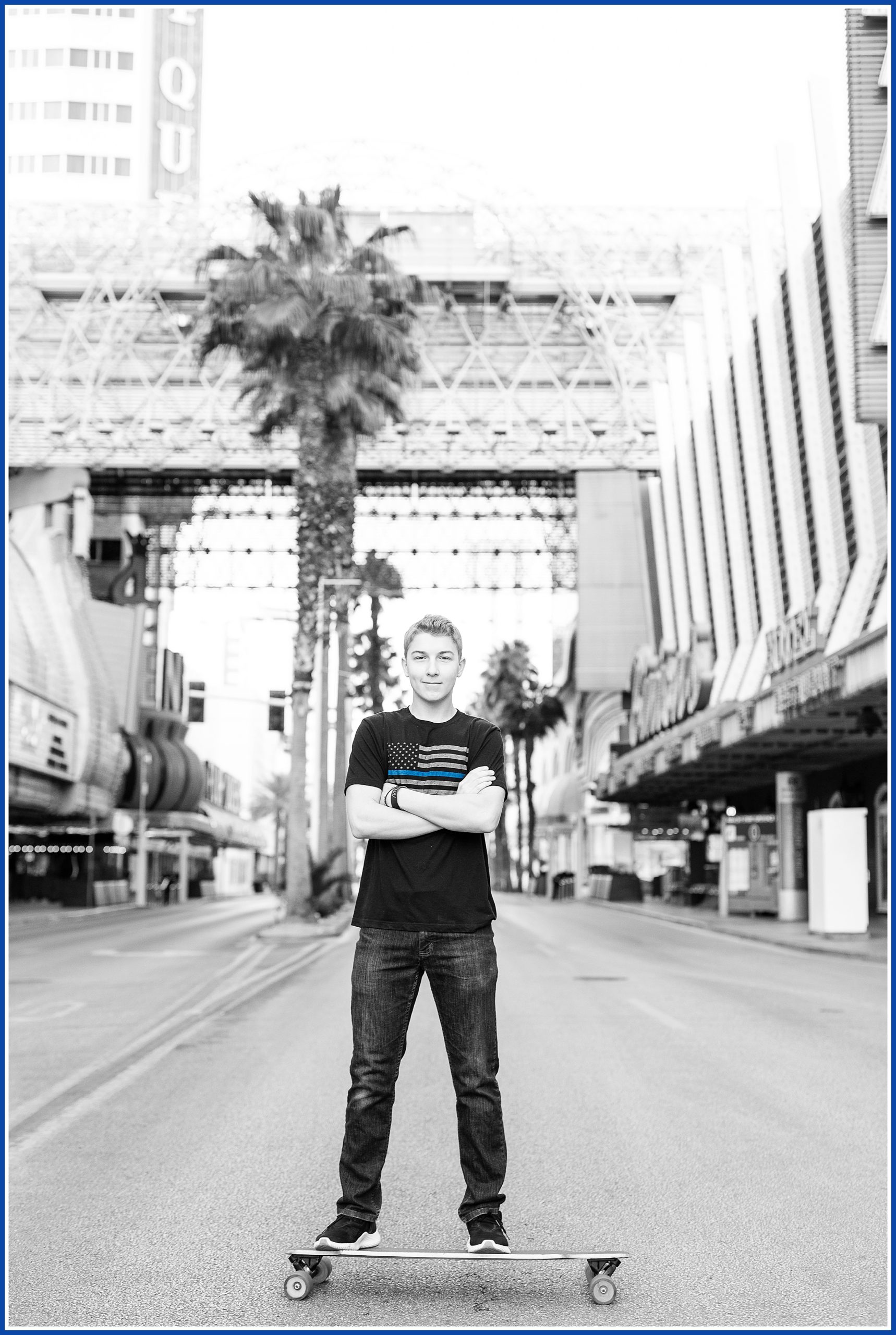 Thin Blue Line Deserted Downtown Las Vegas Epic Senior boy